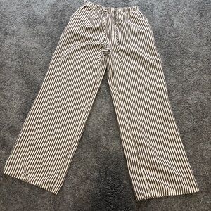 SHEIN Brown and White Striped Straight Leg Pants